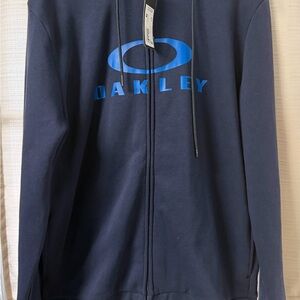 NEW Men’s Oakley Bark FZ Hoodie 2.0, Navy Blue, Medium.